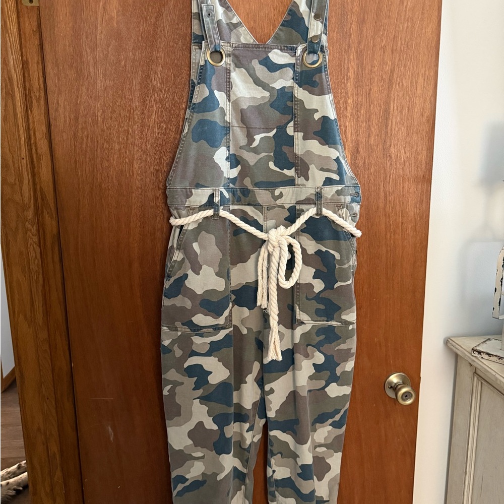 Anthropologie Camouflage Jumpsuit with Rope Detail